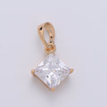 Solitaire Pendant Rose Gold plated Princess Cut Pendant for necklace April Birthstone, Clear Cubic Rhombus Charm Geometric jewelry J-089 - DLUXCA