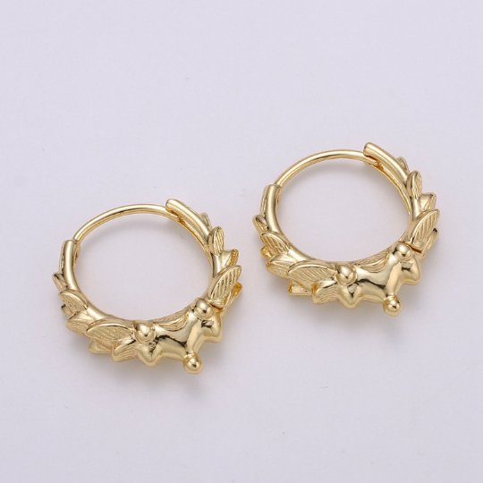 Spike hoop, 14k Gold plated spike hoops, Small hoops earrings, Tiny hoops, Hoop earrings, Dainty hoops, Huggie hoops, Minimalist earrings Q-325 - DLUXCA