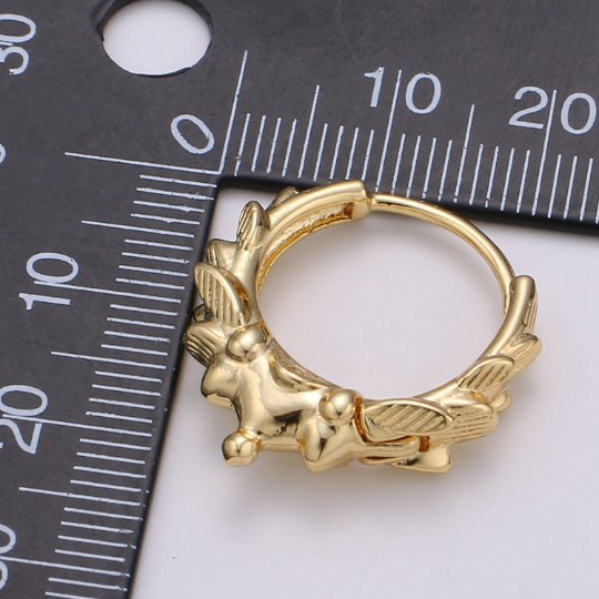 Spike hoop, 14k Gold plated spike hoops, Small hoops earrings, Tiny hoops, Hoop earrings, Dainty hoops, Huggie hoops, Minimalist earrings Q-325 - DLUXCA