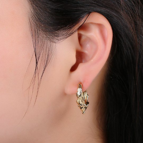 Spike hoop, 14k Gold plated spike hoops, Small hoops earrings, Tiny hoops, Hoop earrings, Dainty hoops, Huggie hoops, Minimalist earrings Q-325 - DLUXCA