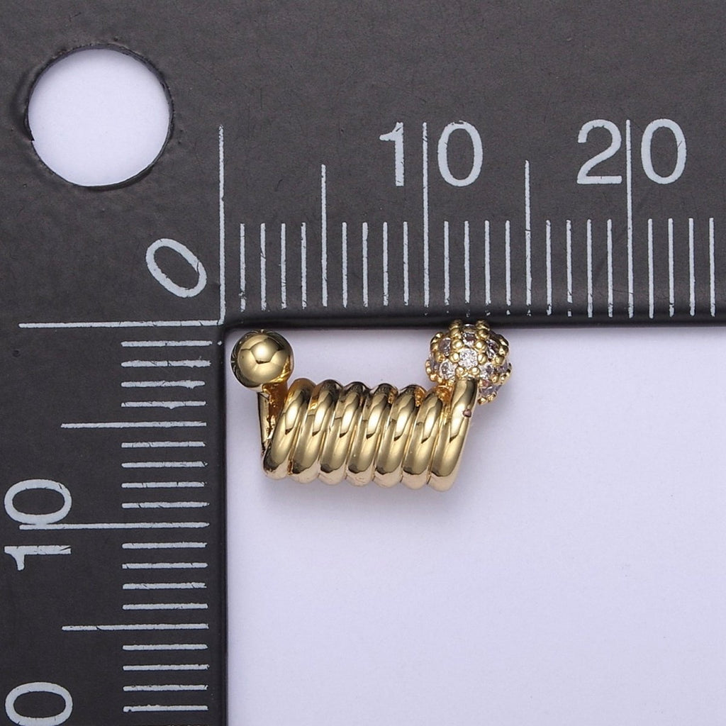 Spiral Tube Bead, Pave Round Spiral 14k Gold plated Slider CZ Micro Pave Spiral Tube Spacer, DIY, Jewelry Making B-458 B-459 - DLUXCA