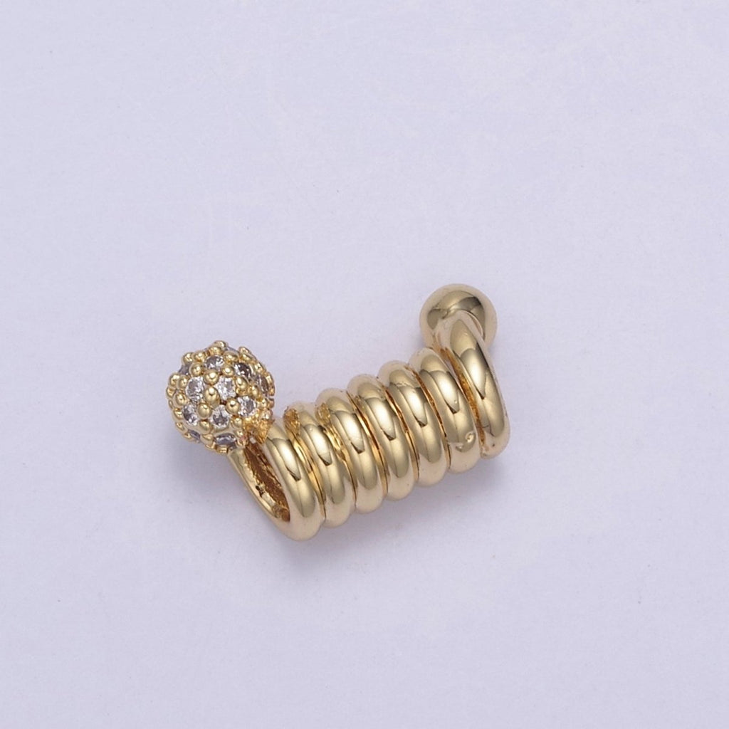 Spiral Tube Bead, Pave Round Spiral 14k Gold plated Slider CZ Micro Pave Spiral Tube Spacer, DIY, Jewelry Making B-458 B-459 - DLUXCA
