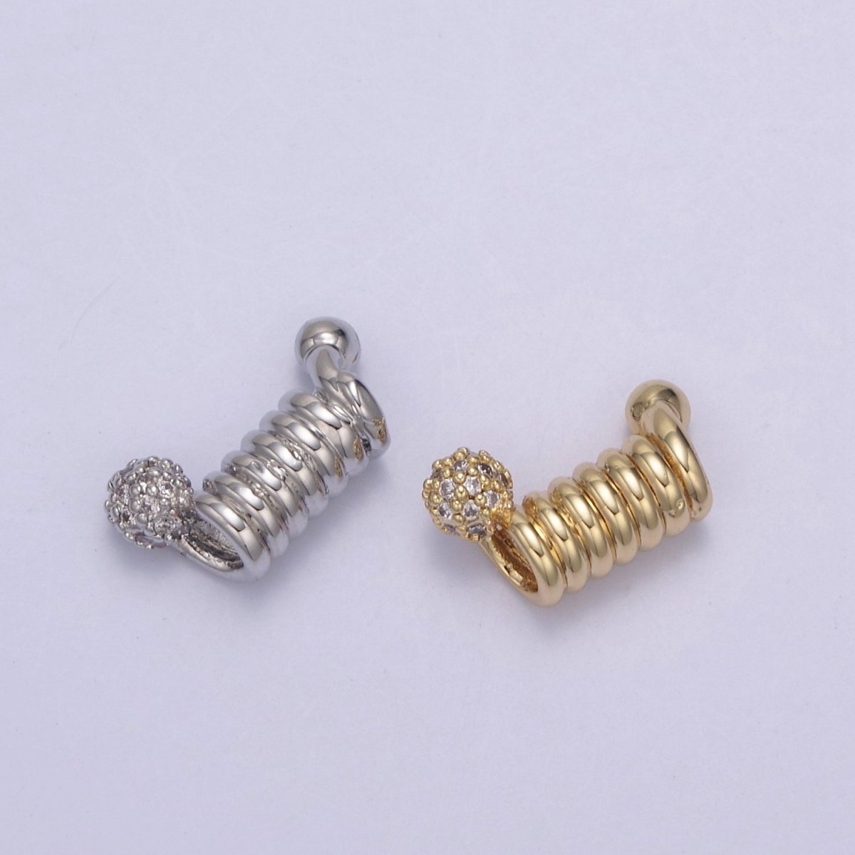Spiral Tube Bead, Pave Round Spiral 14k Gold plated Slider CZ Micro Pave Spiral Tube Spacer, DIY, Jewelry Making B-458 B-459 - DLUXCA