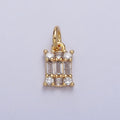 Square Clear CZ Cubic Zirconia Baguette Add-On Charm in Gold & Silver | AC209 AC210