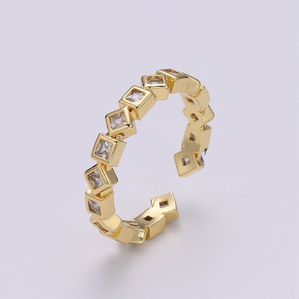 Stacking Ring, Shape Geometric Ring, Stackable Ring, Minimalist Ring, Pinky Ring, Dainty Gold Ring, Thin Cz Ring - DLUXCA