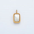 Stainless Steel 10mm Shell Pearl Bezel Rectangular Charm | P588 - DLUXCA