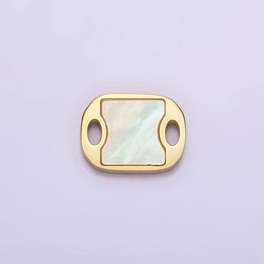 Stainless Steel 10mm Shell Pearl Geometric Double Oval Open Connector | P1252 - DLUXCA