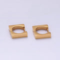Stainless Steel 11mm Flat Square Cartilage Huggie Earrings in Gold & Silver | V193