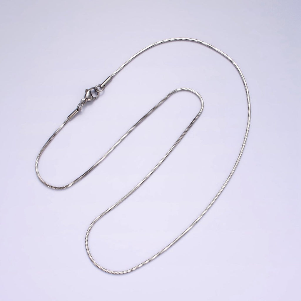 Stainless Steel 1.2mm Dainty Snake 18 Inch Layering Chain Necklace | WA-2267 Clearance Pricing - DLUXCA