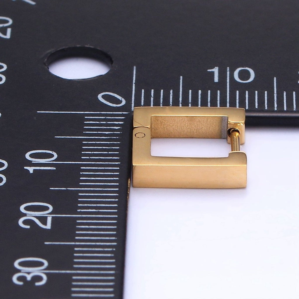 Stainless Steel 12mm Square Minimalist Huggie Earrings in Gold & Silver | AB1392 AB1393