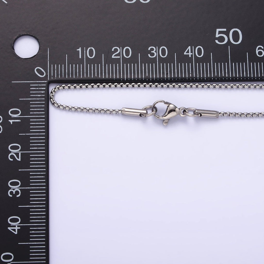 Stainless Steel 1.3mm Dainty Boston Box 18 Inch Layering Chain Necklace | WA-2106 Clearance Pricing - DLUXCA