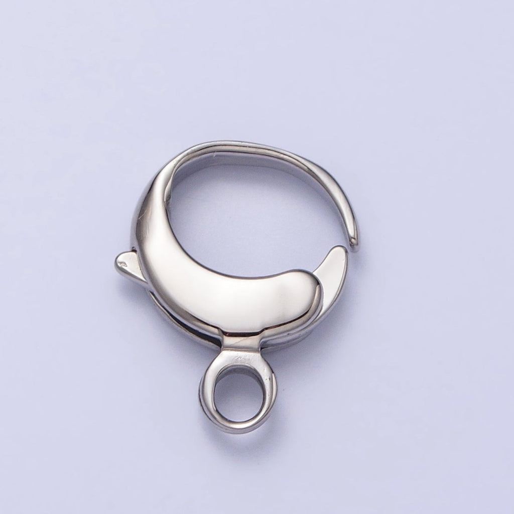 Stainless Steel 13x16mm Rounded Oval Lobster Clasps Silver Jewelry-Making Closure Supply | Z-313 - DLUXCA