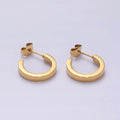 Stainless Steel 15.7mm Flat Minimalist C-Shaped Hoop Earrings in Gold & Silver | V189