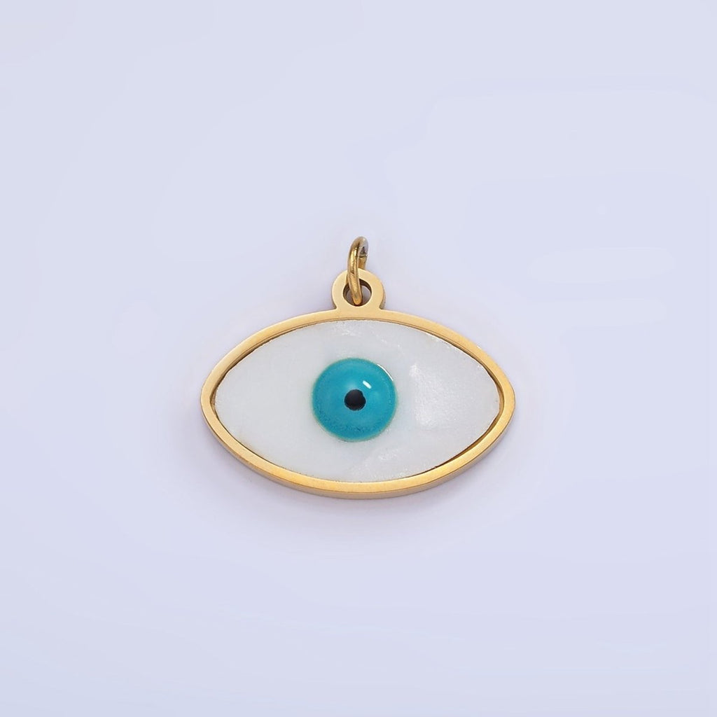 Stainless Steel 15mm Evil Eye Bezel Charm | P980 - DLUXCA