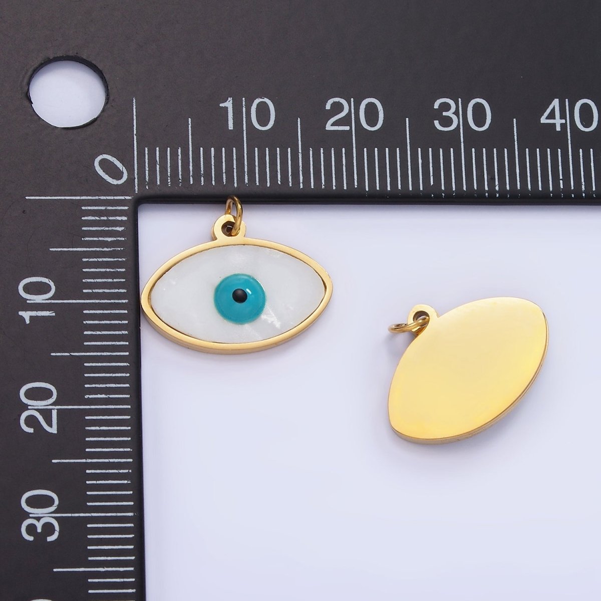 Stainless Steel 15mm Evil Eye Bezel Charm | P980 - DLUXCA