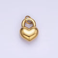 Stainless Steel 15mm Puffed Heart Padlock Minimalist Charm | P971 - DLUXCA