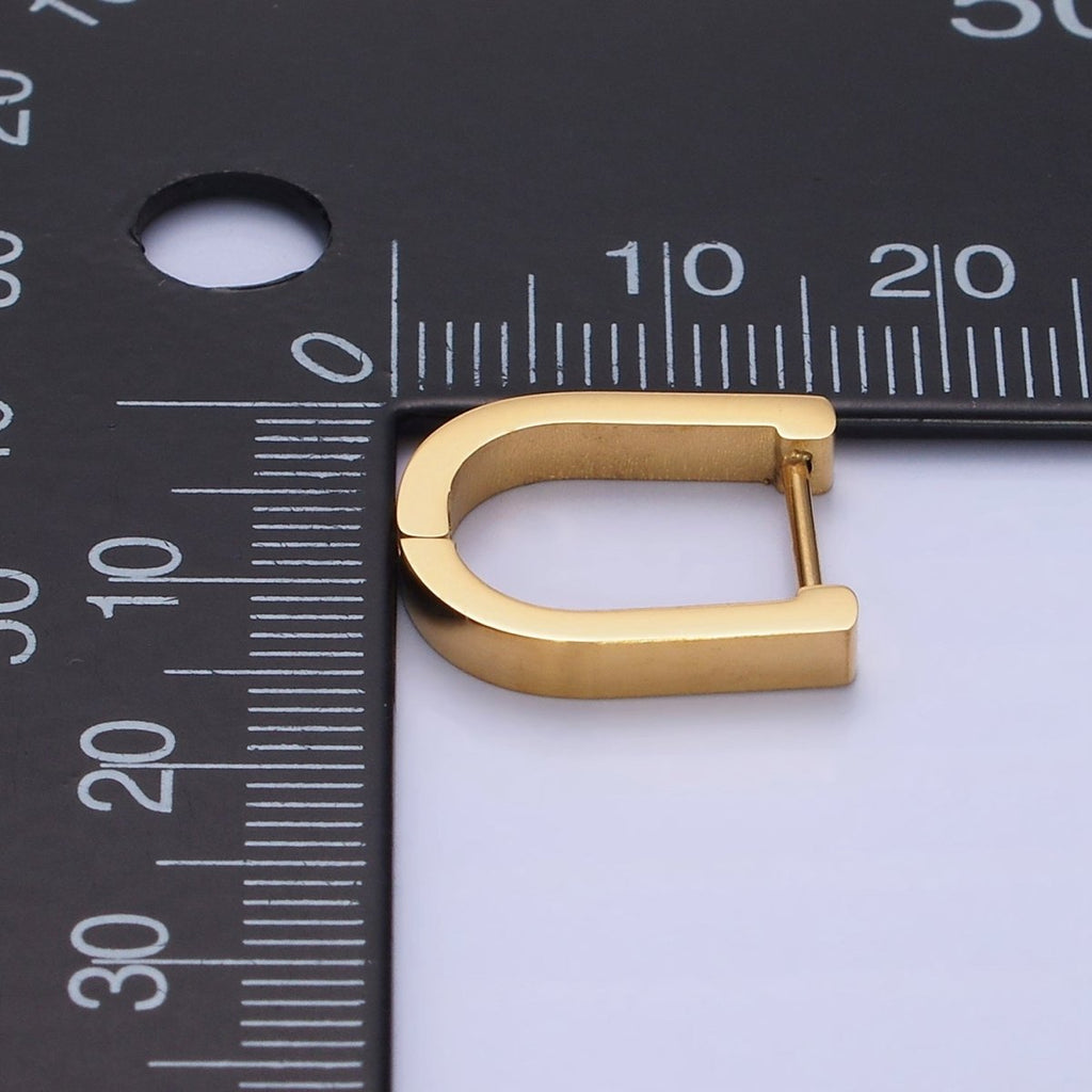 Stainless Steel 15mm U-Shaped Hoop Earrings in Gold & Silver | AB1398 AB1399 - DLUXCA