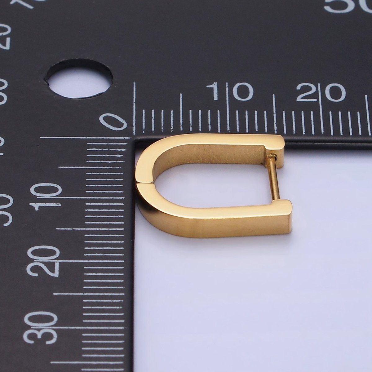 Stainless Steel 15mm U-Shaped Hoop Earrings in Gold & Silver | AB1398 AB1399 - DLUXCA