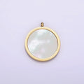 Stainless Steel 16.6mm Shell Pearl Bezel Minimalist Charm | P1245 - DLUXCA