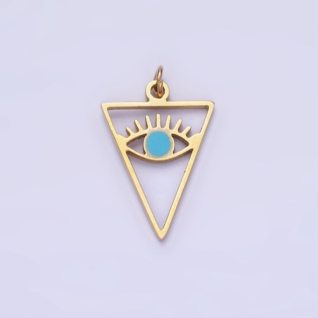 Stainless Steel 16mm Triangle Evil Eye Charm for Amulet Minimalist Charm | P936 - DLUXCA