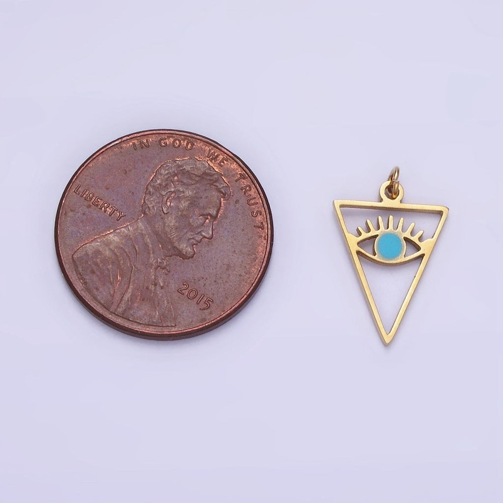 Stainless Steel 16mm Triangle Evil Eye Charm for Amulet Minimalist Charm | P936 - DLUXCA