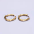 Stainless Steel 17.5mm Oblong Minimalist Huggie Hoop Earrings | AE742 - DLUXCA
