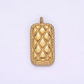 Stainless Steel 18.3mm Quilted Rectangular Bar Charm | P1241 - DLUXCA