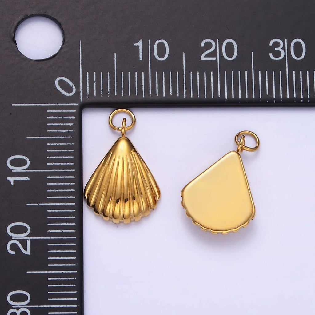 Stainless Steel 18mm Clam Sea Shell Minimalist Charm | P960 - DLUXCA