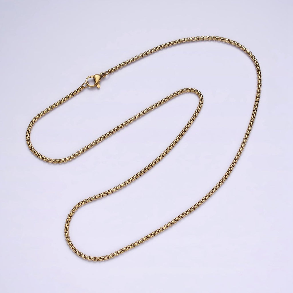 Stainless Steel 1.8mm Dainty Box Chain 17.72 Layering Chain Necklace | WA-1992 Clearance Pricing - DLUXCA