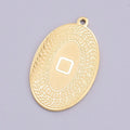 Stainless Steel 19.5mm Geometric Engraved Box Oval Charm in Gold & Silver | P - 919 - DLUXCA