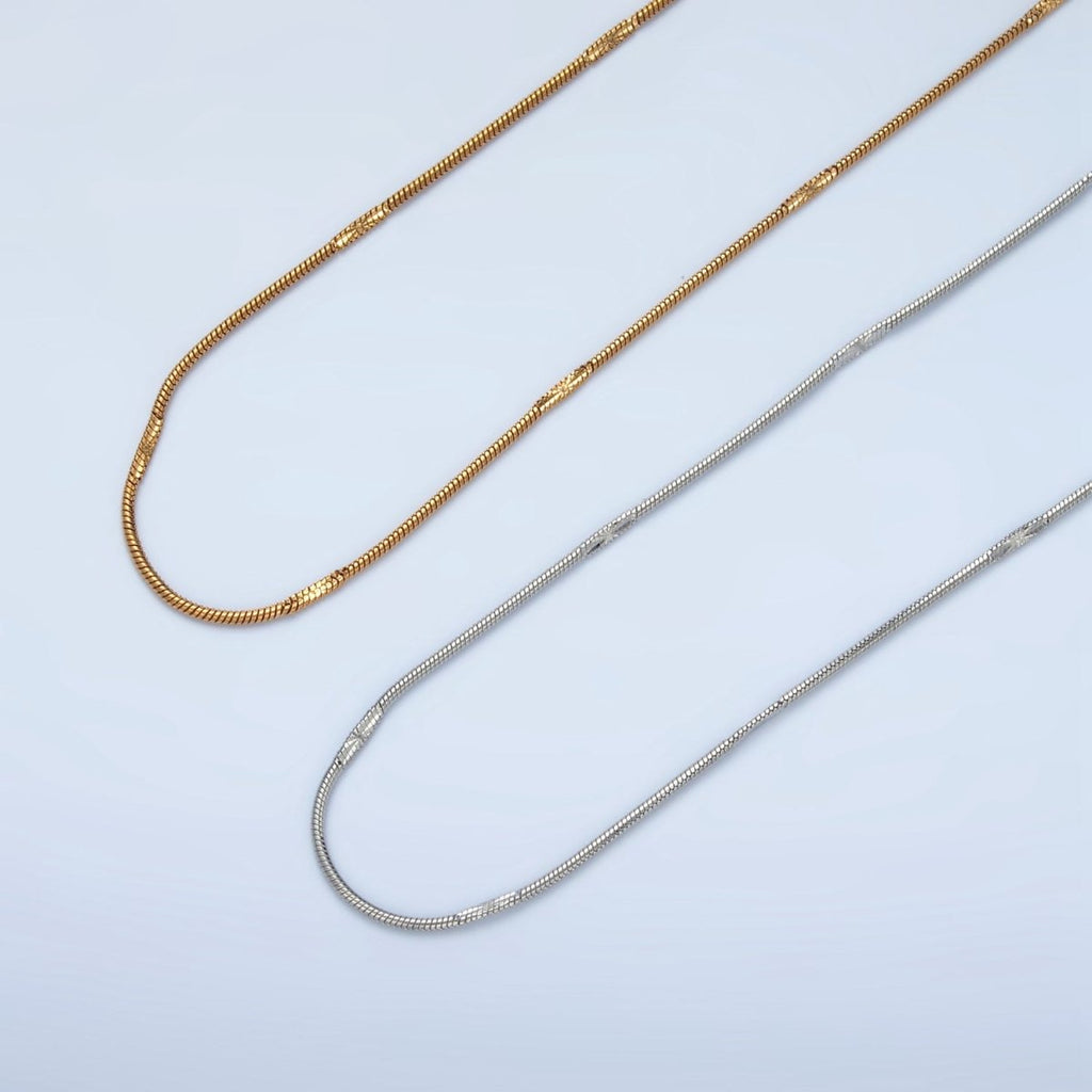 Stainless Steel 1mm Snake Chain 19.7 Inch Necklace, Gold or Silver Tone | WA-2594, WA-2595