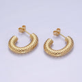 Stainless Steel 20mm Dotted Chubby C-Shaped Hoop Earrings | AE445 - DLUXCA