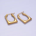 Stainless Steel 20mm U-Shaped Rectangular Minimalist Latch Hoop Earrings | AE436 - DLUXCA
