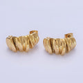 Stainless Steel 21mm Molten Foil J-Shaped Hoop Earrings in Gold & Silver | P440 P441