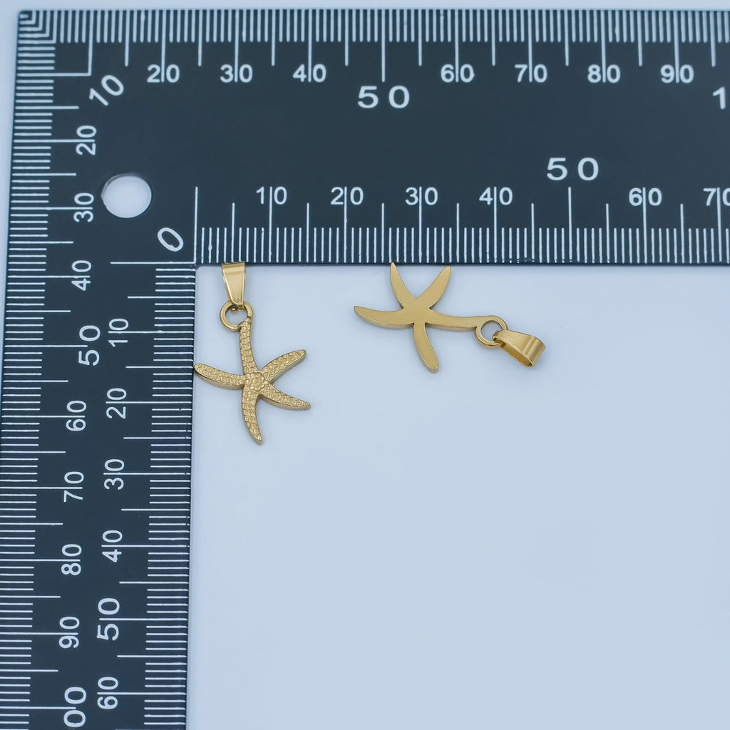 Stainless Steel 22.3mm Dotted Starfish Ocean Sea Animal Pendant | P - 799 - DLUXCA
