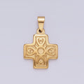 Stainless Steel 23.5mm Artisan Elaborate Square Cross Pendant | P-798 - DLUXCA