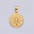 Stainless Steel 23.5mm Celestial North Star Sun Hammered Round Pendant | P-804 - DLUXCA