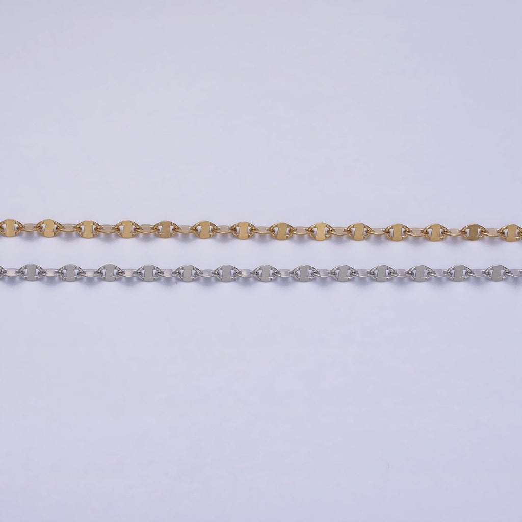 Stainless Steel 2.5mm Anchor Mariner Unfinished Chain by Yard in Gold & Silver | ROLL-1352 ROLL-1353 Clearance Pricing