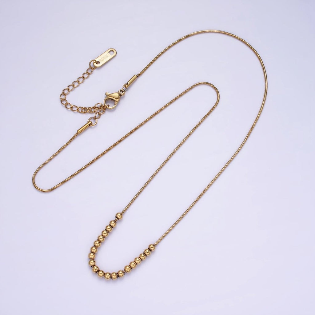 Stainless Steel 2.5mm Bubble Bead 16 Inch Herringbone Chain Necklace | WA-2395 - DLUXCA