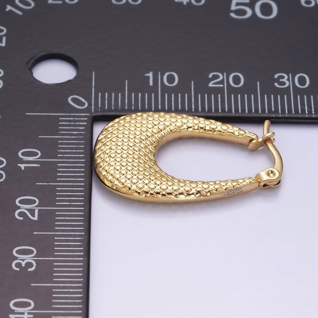Stainless Steel 25mm Dotted U-Shaped Latch Hoop | AE438 - DLUXCA