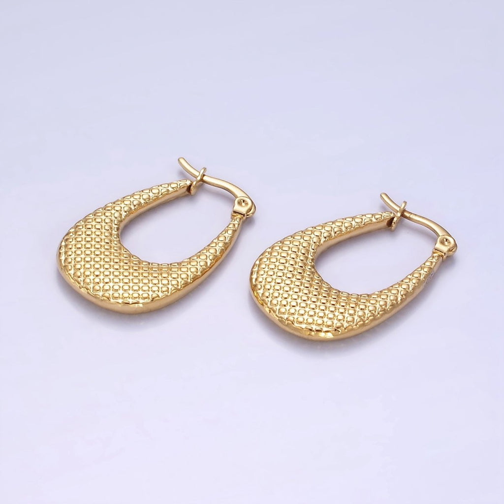 Stainless Steel 25mm Dotted U-Shaped Latch Hoop | AE438 - DLUXCA