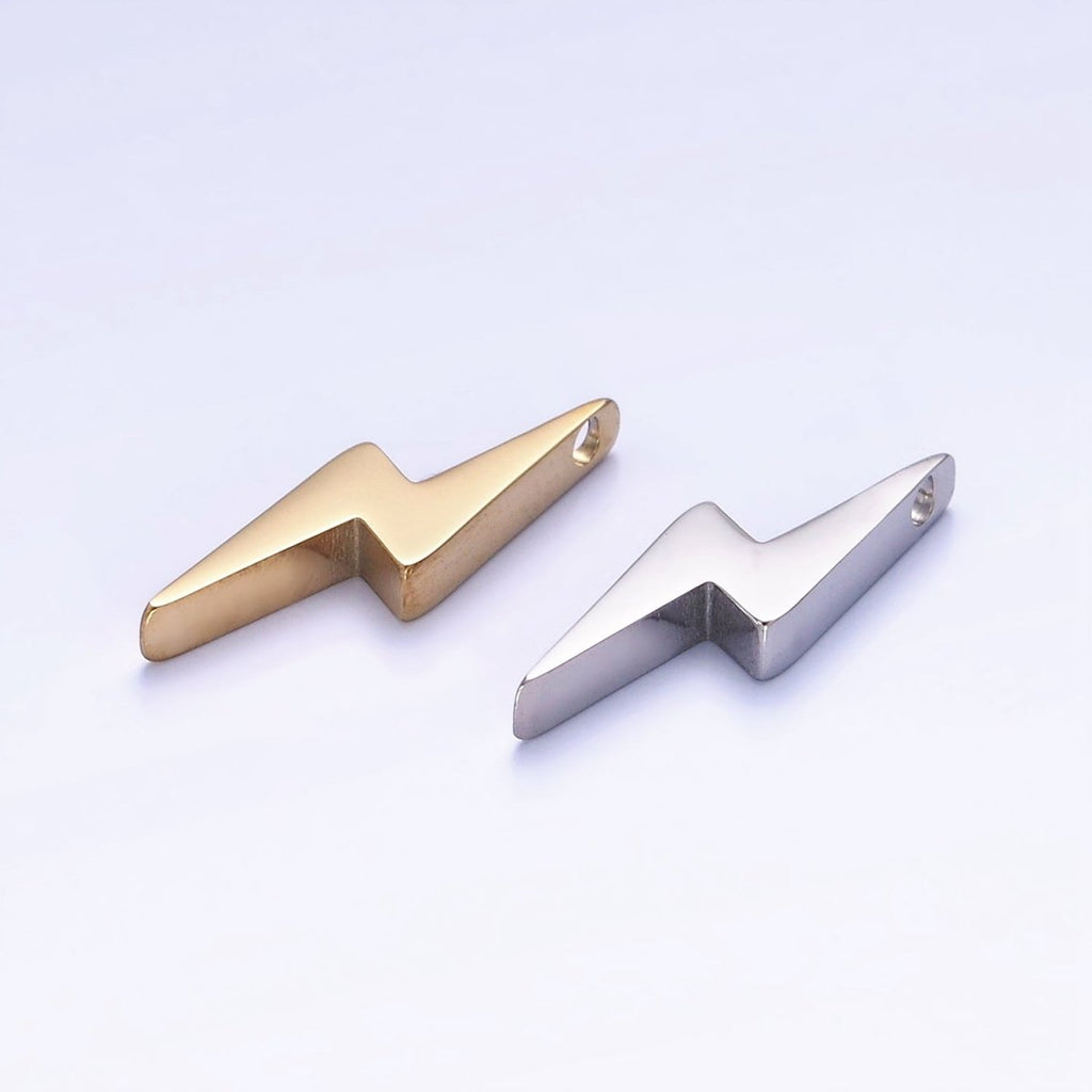 Stainless Steel 25mm Lightning Thunder Minimalist Charm in Gold & Silver | P941 - DLUXCA