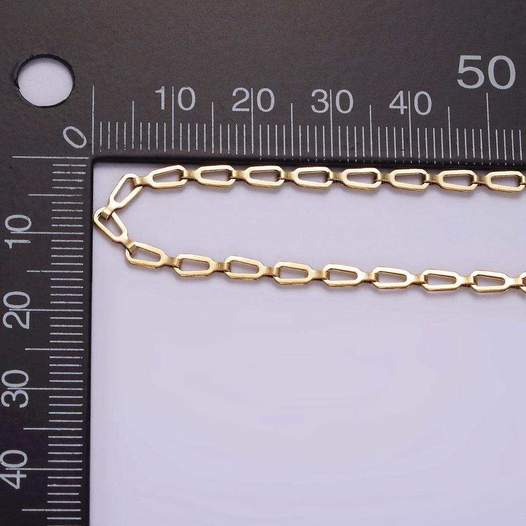 Stainless Steel 2.7mm Unique Geometric Open Link 17.7 Inch Necklace | WA-2358 - DLUXCA