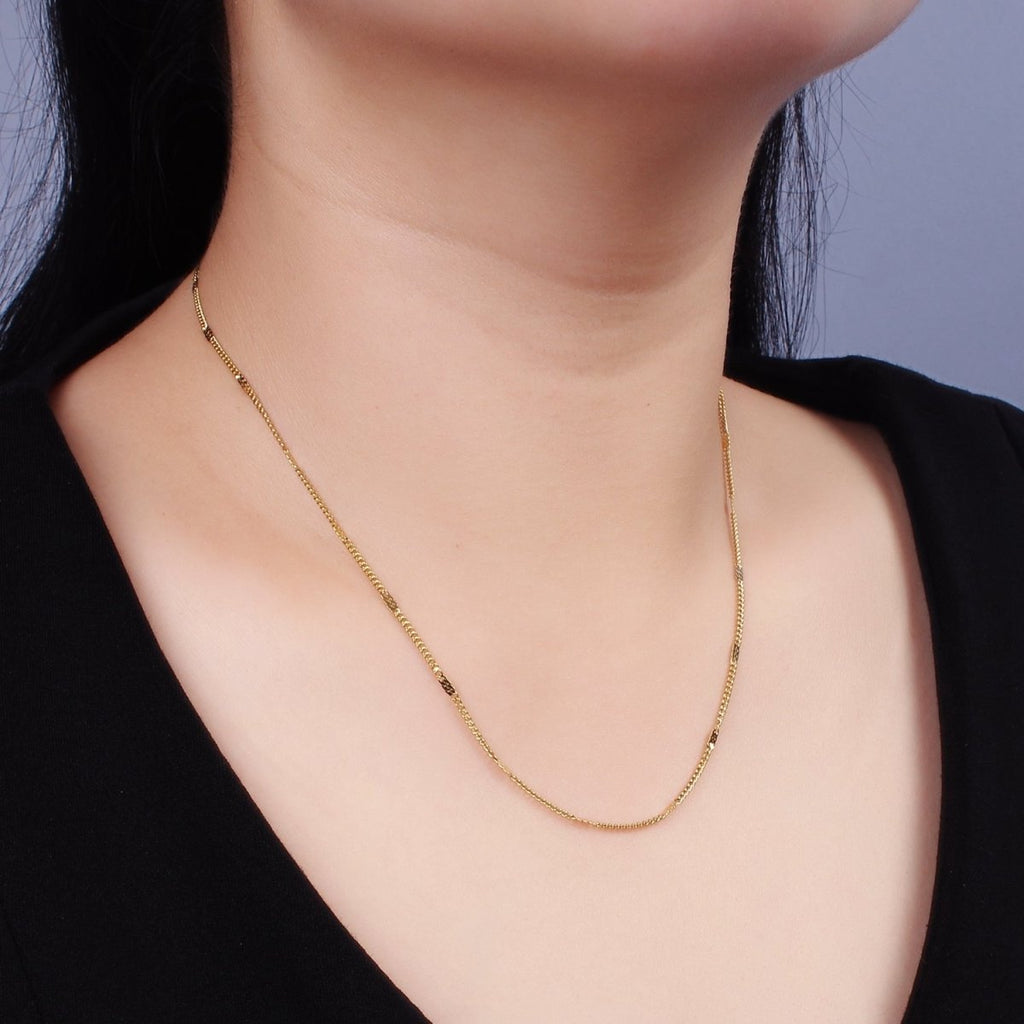 Stainless Steel 2mm Curb Edged Flat Chain 18 Inch Necklace | WA-2349 - DLUXCA