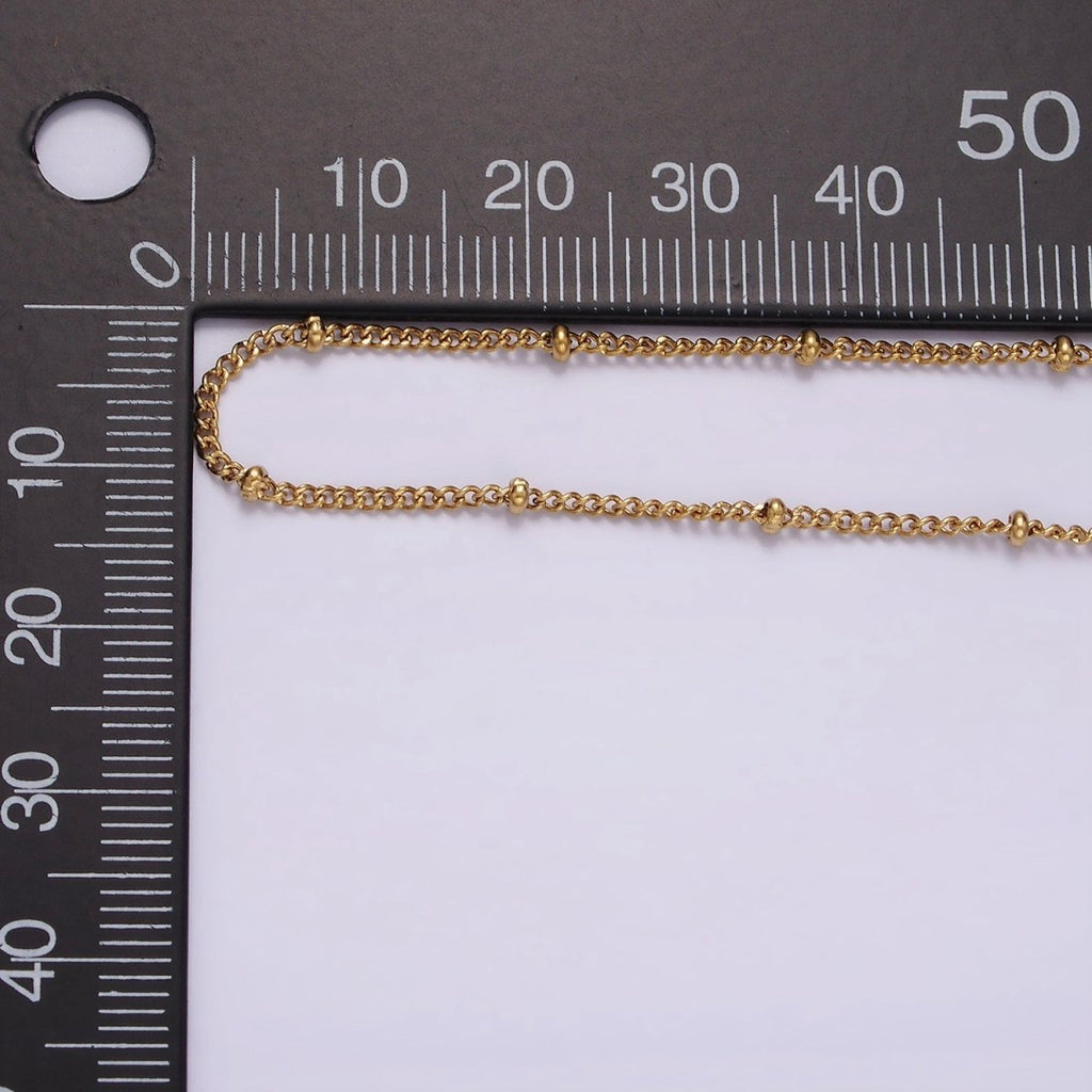 Stainless Steel 2mm Curb Satellite Chain 17.7 Inch Necklace | WA-2353 - DLUXCA