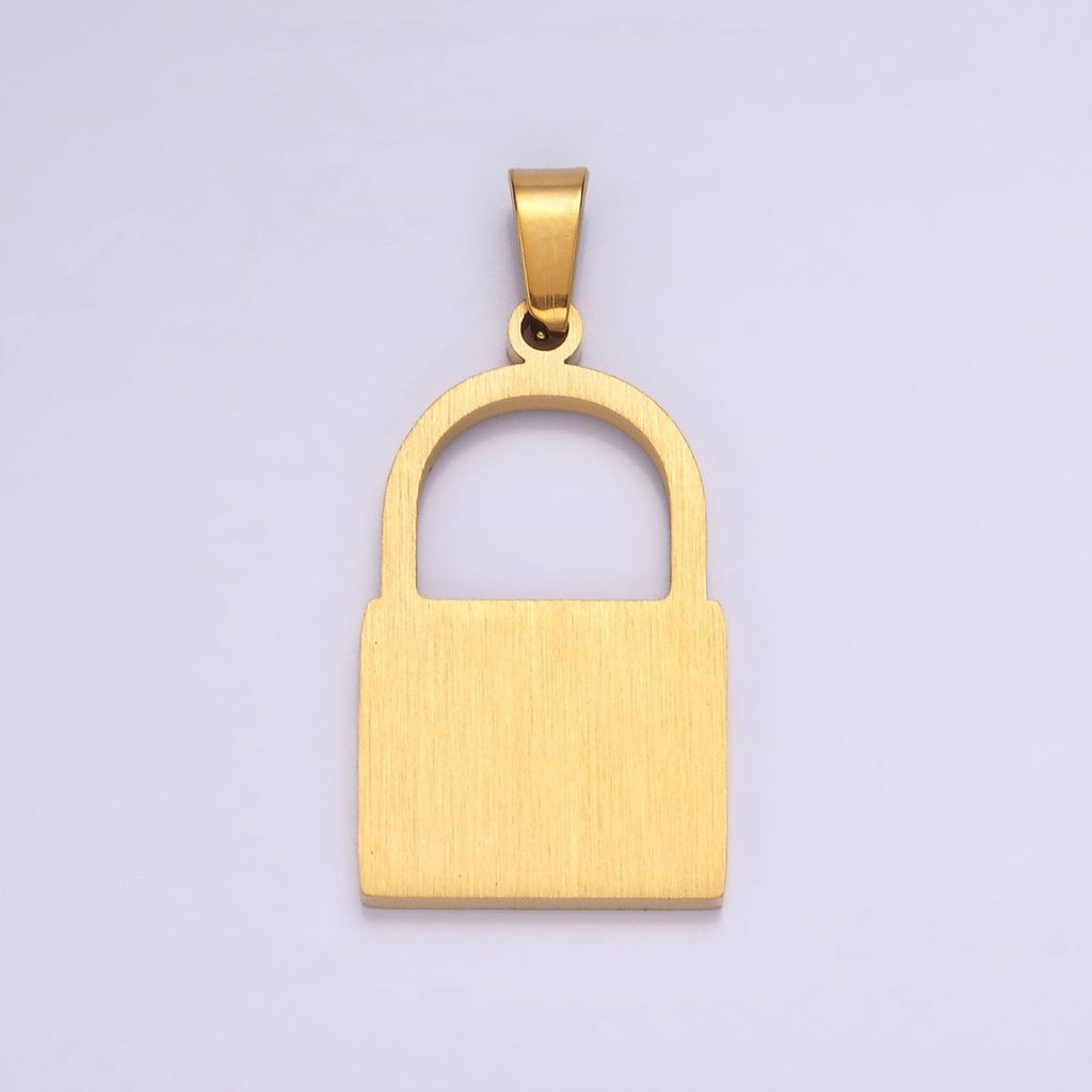 Stainless Steel 30mm Padlock Minimalist Pendant in Gold & Silver | P-846 P-847 - DLUXCA