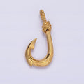 Stainless Steel 30mm Rope-Tied Double Sided Engraved Nautical Hook Pendant in Gold & Silver | P-788 P-789 - DLUXCA