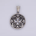 Stainless Steel 35mm Artisan Geometric Filigree Frame Open Bezel Pendant | P1191 - DLUXCA