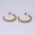 Stainless Steel 35mm Beaded Bubble Ball C-Shaped Hoop Earrings | AE335 - DLUXCA