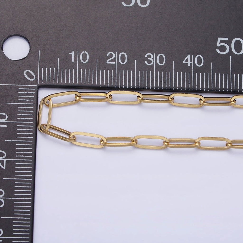 Stainless Steel 3.5mm Paperclip Link Unfinished Chain in Gold & Silver by Yard | ROLL-1354 ROLL-1355 Clearance Pricing - DLUXCA